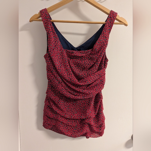 Express Tops - Express Red and Black Floral Blouse